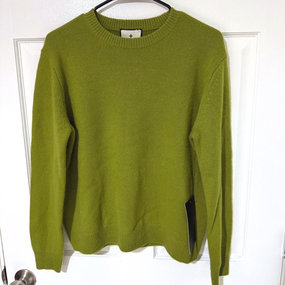 Tuckernuck Woodbine Cashmere Boyfriend Bodie Crewneck Green Sweater M NEW